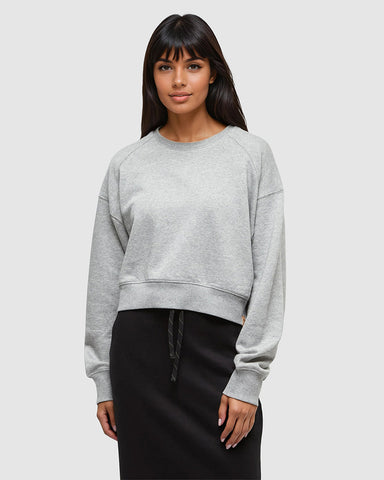 Tentree Women's Bluffs Cropped Crew - Harbour Grey Heather