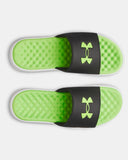 Under Armour Men's UA Ignite Pro 8 Fix Slides - Black / White / Hyper Green - 003