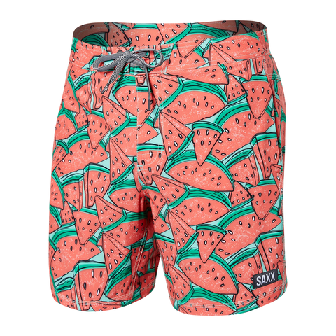 Saxx Mens Betawave 7" Swim Shorts -  Mega Melon - Multi