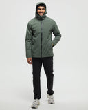 Tentree Mens Nimbus Water Repellent Hooded Rain Jacket - Deep Olive