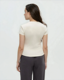 Tentree Women's Pinewood Soft Fine Rib Cotton T-Shirt - Vintage White