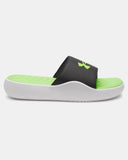 Under Armour Men's UA Ignite Pro 8 Fix Slides - Black / White / Hyper Green - 003