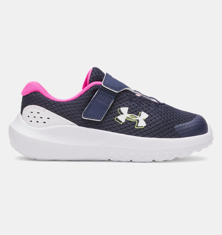 Under Armour Girls' Infant UA Surge 4 AC Running Shoes - Midnight Navy / Rebel Pink / White - 410