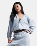 Women's UA Unstoppable Fleece Zip Up Hoodie - Mod Gray Light Heather / Mod Gray - 011