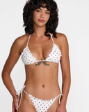 RVCA Women's Dot Ruffle Triangle Bikini Top - Whisper White