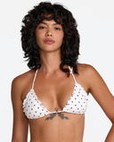 RVCA Women's Dot Ruffle Triangle Bikini Top - Whisper White