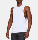 Under Armour Men's UA Left Chest Cut-Off Tank - White / Black - 100