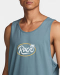 RVCA Mens Frond Script Tank - Vintage Navy