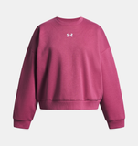 Under Armour Girls' UA Rival Fleece Oversized Crew - Fuchsia Dusk / White - 659
