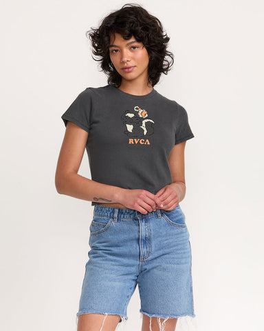 RVCA Womens 411 Tee - Washed Black