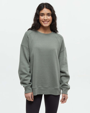 Tentree Women's Bluffs TreeFleece Oversized Crew - Agave Green