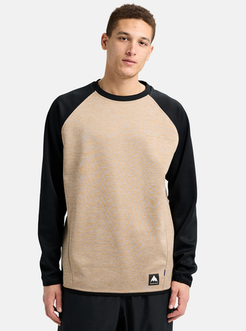Burton Mens Crown Weatherproof Crewneck Fleece - Summit Taupe Heather / True Black