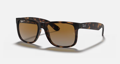 Ray-Ban Justin Sunglasses - Rubber Havana W/ Brown Grey Gradient Polar