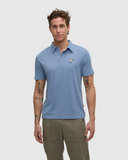 Tentree Mens Lake Life Astir Polo - Lakeside Blue Heather Leaping Fish