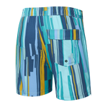 Saxx Mens Oh Buoy Stretch Volley 5" Swim Short - Soft Stripe - Aqua Splash