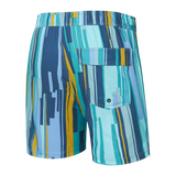 Saxx Mens Oh Buoy Stretch Volley 5" Swim Short - Soft Stripe - Aqua Splash