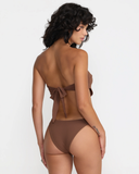 RVCA Womens Crinkle Medium French Bikini Bottoms - Chocolate