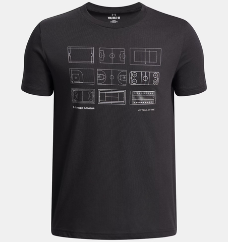 Under Armour Boys' UA Courts Short Sleeve - Black / White - 001