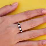 Pura Vida Striped Enamel Ring ~ Gold