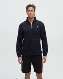 Tentree Mens Powell Slub Cotton Quart Zip Sweater - Midnight Blue Flash Stripe