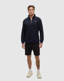 Tentree Mens Powell Slub Cotton Quart Zip Sweater - Midnight Blue Flash Stripe