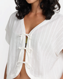 RVCA Womens Vista Tie Front Coverup Top - Cloud
