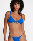RVCA Women's Pucker Triangle Bikini Top - Blue Belt