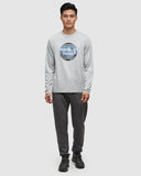 Tentree Mens Secret Sasquatch Longsleeve - Harbour Grey Heather / Blue Bell