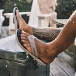 OluKai Mens Pili Waterproof Leather Sandals - Ash / Mood Indigo