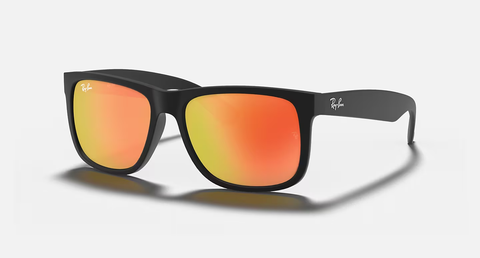 Ray-Ban Justin Sunglasses - Rubber Black W/ Brown Orange Mirror