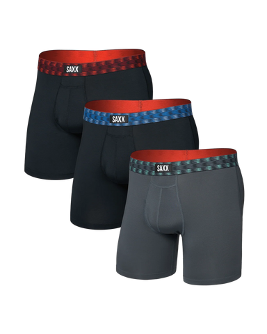 Saxx Vibe Multi-Sport Mesh (3 Pack) - Red/Mint/Blue Jagged Waistband