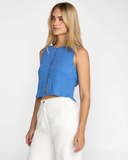 RVCA Women's Scrunch Top - Blue Relic