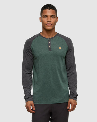 Tentree Mens Baker TreeBlend Classic Longsleeve - Forest Pine Heather/Meteorite Black Heather