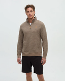 Tentree Mens Powell Slub Cotton Quart Zip Sweater - Clay Flash Stripe