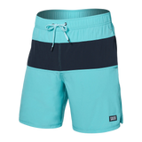 Saxx Mens Oh Buoy Stretch Volley 7" Swim Short - Turquoise - India Ink
