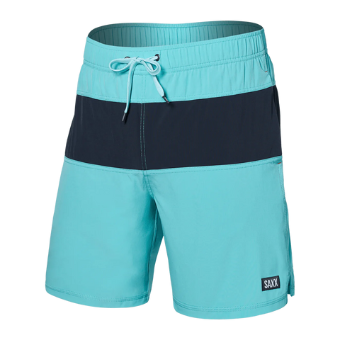 Saxx Mens Oh Buoy Stretch Volley 7" Swim Short - Turquoise - India Ink