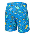 Saxx Mens Oh Buoy Stretch Volley 5" Swim Short - Beer Olympics - Racer Blue