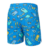 Saxx Mens Oh Buoy Stretch Volley 5" Swim Short - Beer Olympics - Racer Blue
