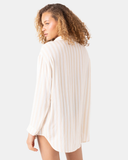 Roxy Women's Stripe Out Cover Up Shirt - Egret