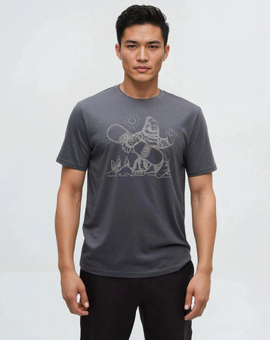 Tentree Mens Sasquatch Sends It T-Shirt - Graphite / Paloma Grey