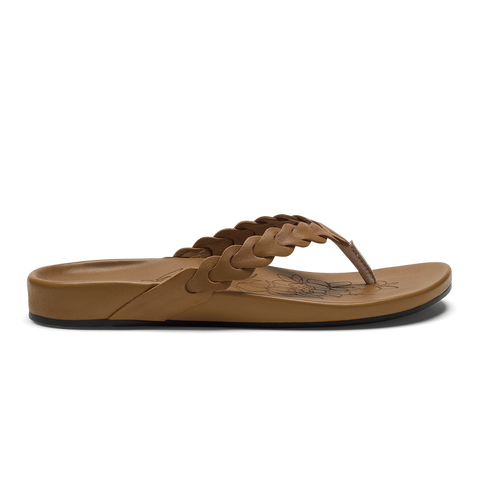 OluKai Women's Lei Leather Sandals - Tan
