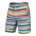 Saxx Mens Oh Buoy Stretch Volley 7" Swim Short - Improv Stripe - Alloy Multi
