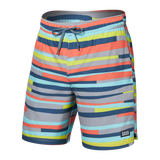 Saxx Mens Oh Buoy Stretch Volley 7" Swim Short - Improv Stripe - Alloy Multi