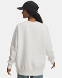Under Armour Women's UA Icon Fleece Oversized Crew - Distant Gray Medium Heather / White - 023