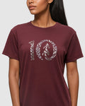 Tentree Women's Fernleaf Ten T-Shirt - Deep Burgundy / Brushed Nickel