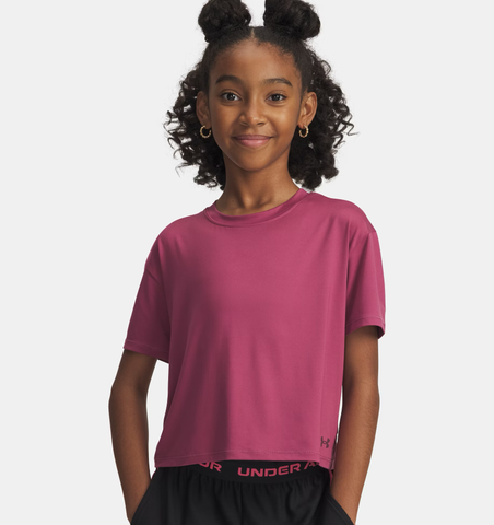 Under Armour Girls' UA Motion Short Sleeve - Fuchsia Dusk / Dark Maroon - 659