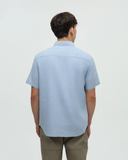 Tentree Mens Dundas Hemp Button Front Shortsleeve Shirt - Lakeside Blue
