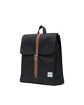Herschel City Backpack | Mid-Volume - Black/Tan Synthetic Leather