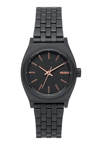 Nixon Small Time Teller Watch - All Black / Rose Gold