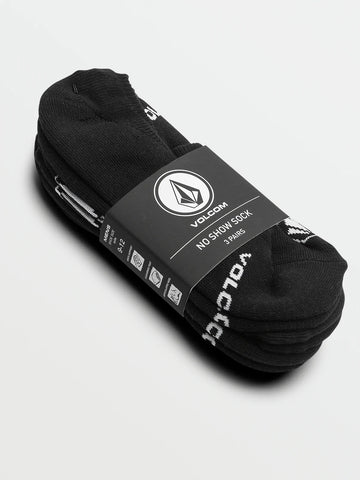 Volcom Mens Stones No Show Sock 3 Pack - Black